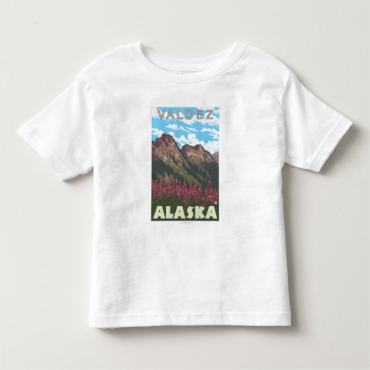 Fireweed及び山- Valdez、アラスカ トドラーTシャツ (正面)