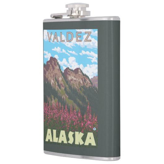 Fireweed及び山- Valdez、アラスカ フラスク (左)
