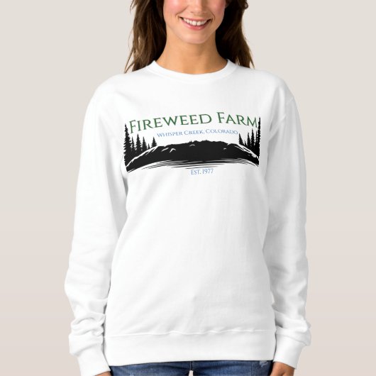 Fireweed Farm女性長袖Tシャツ スウェットシャツ (正面)