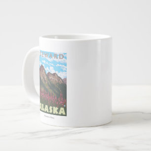 Fireweed & Mountains -アラスカ州シワード ジャンボコーヒーマグカップ
