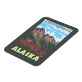 Fireweed & Mountains – アラスカ，アンカレッジ マグネット (左側)