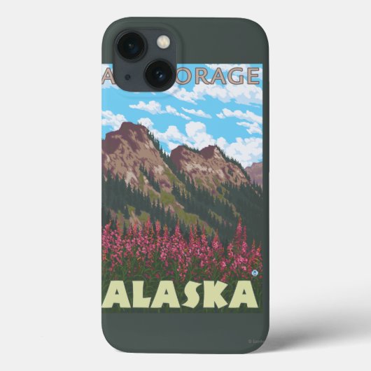 Fireweed & Mountains – アラスカ,アンカレッジ Case-Mate iPhoneケース (裏面)