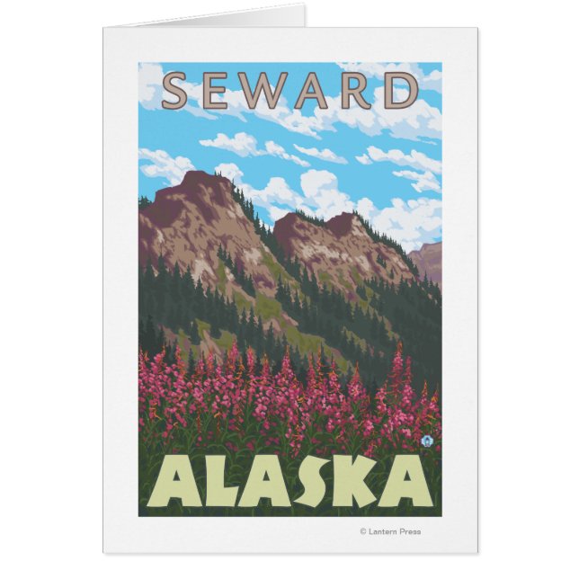 Fireweed & Mountains – アラスカ，シワード (正面)