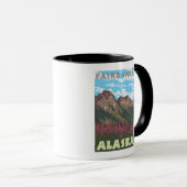 Fireweed & Mountains – アラスカ，フェアバンクス マグカップ (正面右)