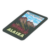 Fireweed & Mountains – アラスカ,ラトシュ マグネット (左側)