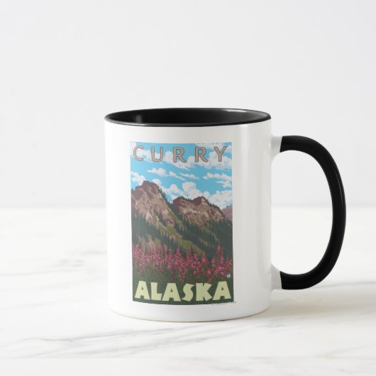 Fireweed & Mountains – カレー，アラスカ マグカップ (右)