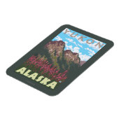 Fireweed & Mountains – ユーコン,アラスカ マグネット (左側)