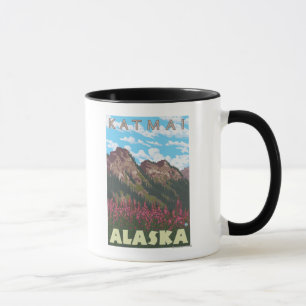 Fireweed & Mountains - Katmai,アラスカ マグカップ