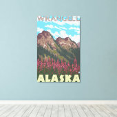 Fireweed & Mountains - Wrangell, Alaska キャンバスプリント (インサイチュ (ウッドフロア))