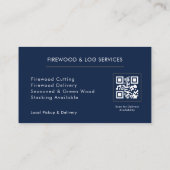 Firewood Supply Service Navy Blue Gold QR Code 名刺 (裏面)