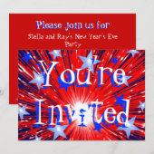 Firework赤白青'パーティー'への招待 招待状 (正面/裏面)