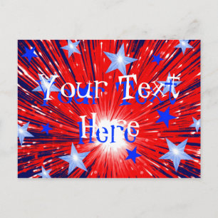 Firework赤白青「Your Text」ポストカード ポストカード