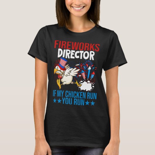 Firework Director Happy 4th Of July American Flag Tシャツ (正面)