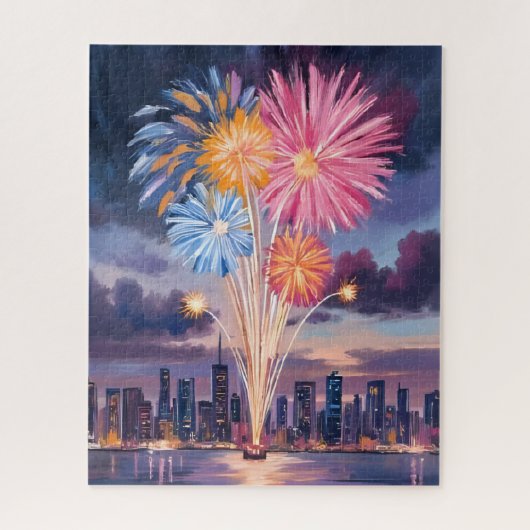 Firework Show | New Year’s Eve Watercolor ジグソーパズル (縦)