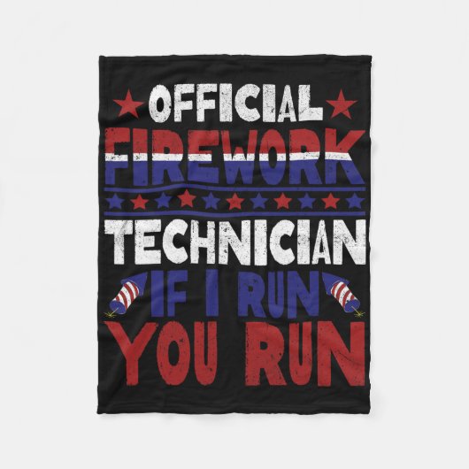 Firework Technician 7月おもしろい4日Usa Pyro-Tec フリースブランケット (正面)