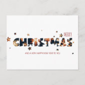 Fireworksのクリスマスと新年のモダン金ゴールド シーズンポストカード (正面)