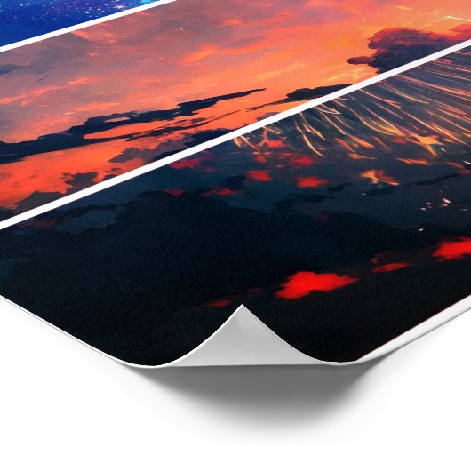 Fireworksの横向き写真コラージュ ポスター (角)