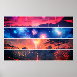 Fireworksの横向き写真コラージュ ポスター