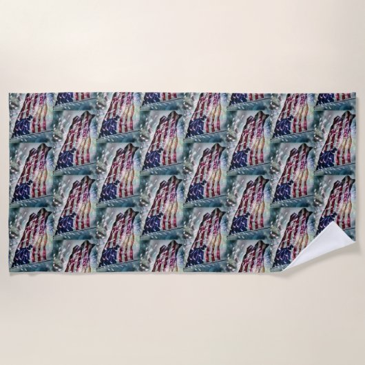 Fireworksの背景 ビーチタオル (正面)