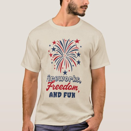 Fireworksの自由とおもしろい Tシャツ (正面)