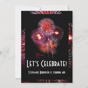 Fireworksを使用したブラックバースデーパーティ招待状 招待状