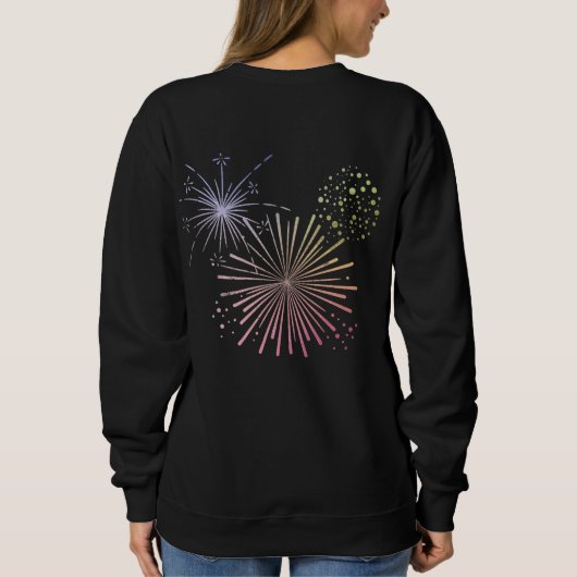 Fireworksカラフルお祝い新年Tシャツ スウェットシャツ (裏面)