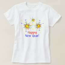 FireworksカラフルハッピーニューイヤーTシャツ
