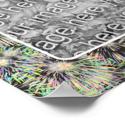 Fireworksカラフルフレーム独自の写真を作成 ポスター (角)