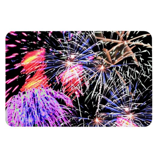 Fireworksカラフル表示7月4日 マグネット (横)