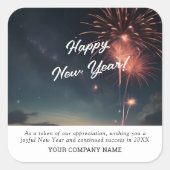 Fireworksクールテーマハッピーニューイヤーカスタムメッセージ スクエアシール (正面)