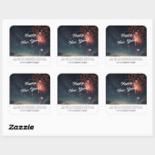 Fireworksクールテーマハッピーニューイヤーカスタムメッセージ スクエアシール (シート)