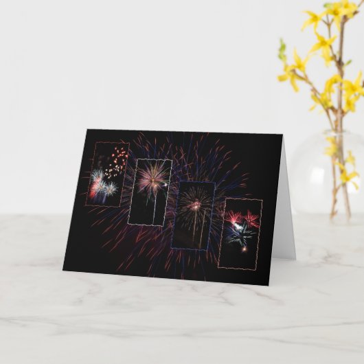 Fireworksグリーティングカード カード (黄色い花)