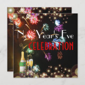 Fireworksシャンパンの泡 招待状 (正面/裏面)