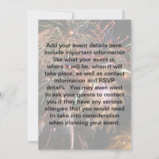 Fireworksディスプレイ 招待状 (裏面)
