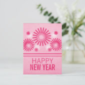 Fireworksファンキーの新年葉書、ピンク シーズンポストカード (スタンド正面)