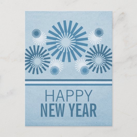 Fireworksファンキーの新年葉書、青 シーズンポストカード (正面)