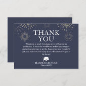 Fireworksモダンの卒業式にメッセージ サンキューカード (正面/裏面)