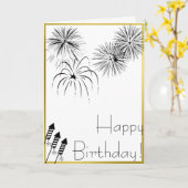 Fireworks誕生日カード – 金ゴールド、7月4日、 カード (黄色い花)