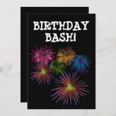 FIREWORKS誕生日BASHパーティーカスタム招待状 招待状 (正面/裏面)