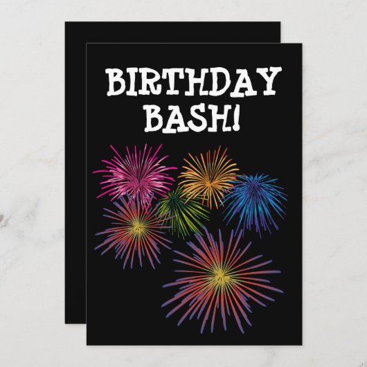 FIREWORKS誕生日BASHパーティーカスタム招待状 招待状 (正面/裏面)