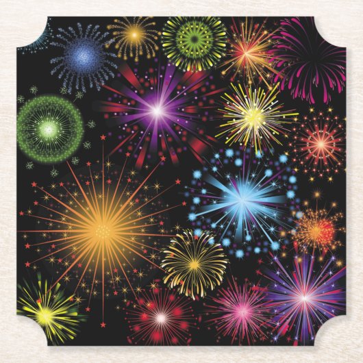 Fireworks カラフル動的デコきらめくール ペーパーコースター (正面)