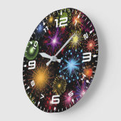 Fireworks カラフル動的デコきらめくール ラージ壁時計 (傾斜)