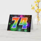 Fireworks カラフル +レインボーパターン"74"イベント# カード (黄色い花)