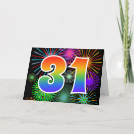 Fireworks カラフル +虹の模様"31"イベント# カード