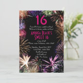 Fireworks ファンキー Sweet 16誕生日招待状 招待状 (スタンド正面)