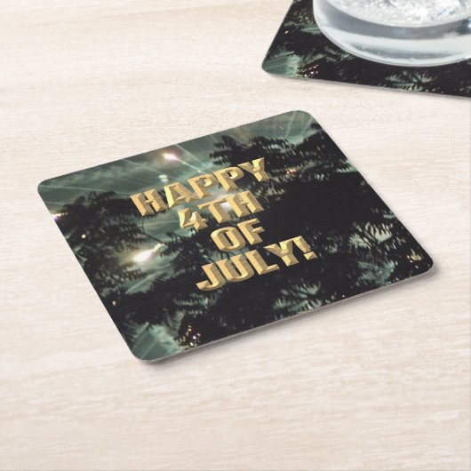 Fireworks 13 7月の紙コースターの4日 スクエアペーパーコースター (アングル)
