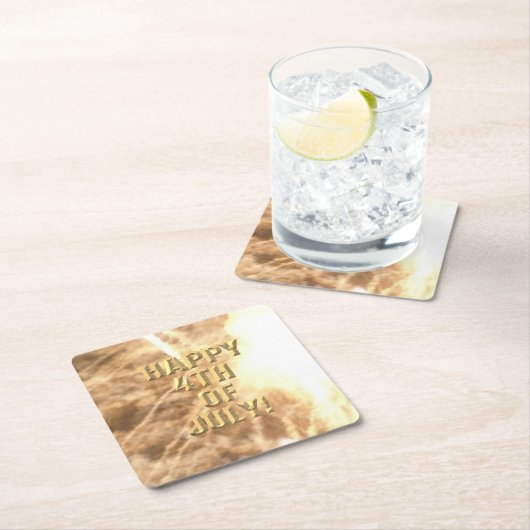 Fireworks 15 7月の紙コースターの4日 スクエアペーパーコースター (インサイチュ)