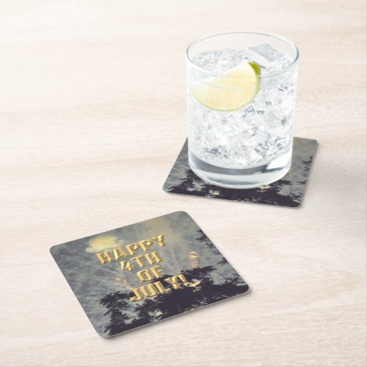Fireworks 19 7月の紙コースターの4日 スクエアペーパーコースター (インサイチュ)