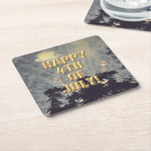 Fireworks 19 7月の紙コースターの4日 スクエアペーパーコースター (アングル)