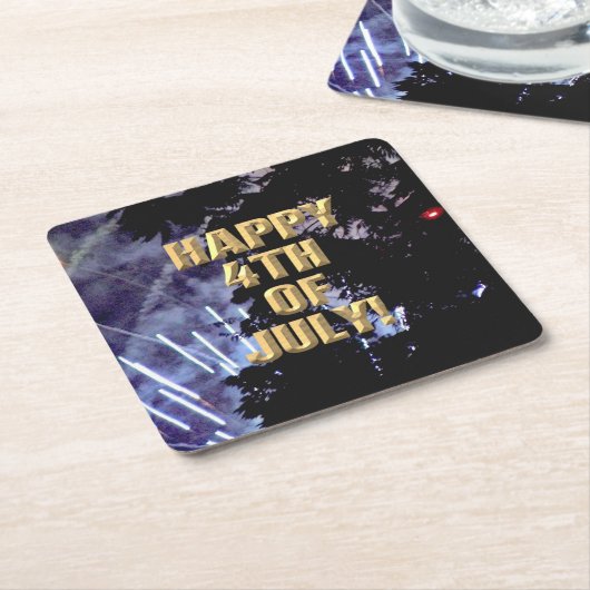 Fireworks 1 7月4日紙コースター スクエアペーパーコースター (アングル)